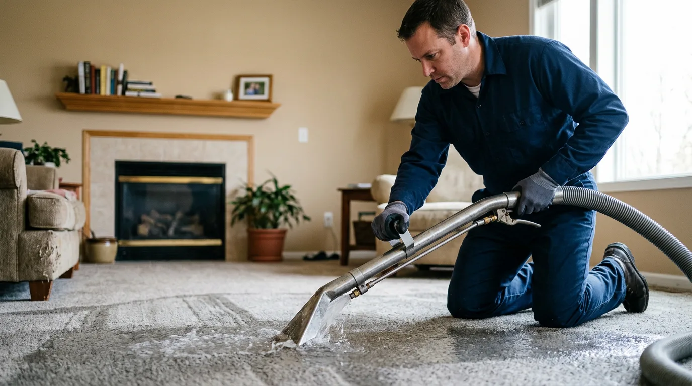 Water damage restoration technician working near Collinsville, IL